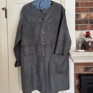 Women’s Gray Suede Coat, 1X